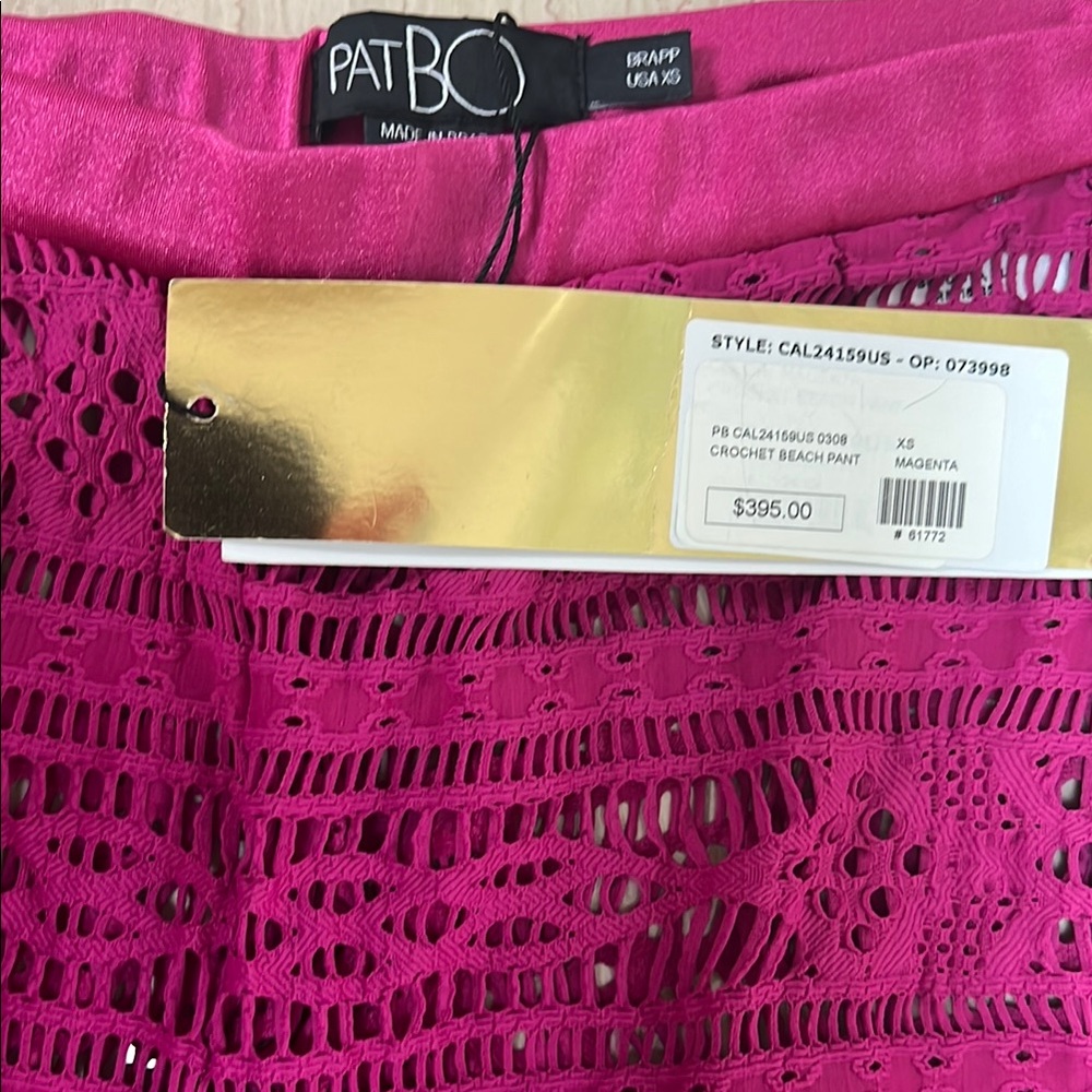 PatBO Magenta Crochet Beach Pants coverup $395  xs